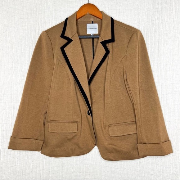 Catherine Malandrino Camel Blazer with Black Trim size M - Picture 1 of 9